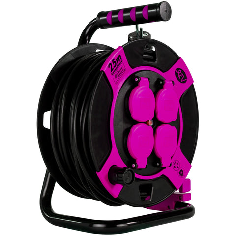 REV Kabeltrommel 25m Indoor, Outdoor, IP44, pink