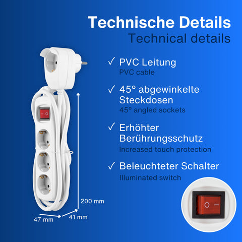 REV 0012695114 POWERSPLIT, Steckdosenleiste 5m, 6fach (6+1), 3500W, weiß