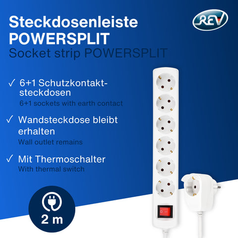 REV 0012695114 POWERSPLIT, Steckdosenleiste 5m, 6fach (6+1), 3500W, weiß