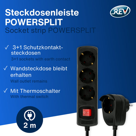 REV 0012695114 POWERSPLIT, Steckdosenleiste 5m, 6fach (6+1), 3500W, weiß