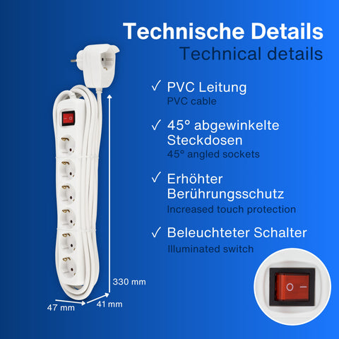 REV 0012695114 POWERSPLIT, Steckdosenleiste 5m, 6fach (6+1), 3500W, weiß