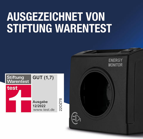 REV Steckdosenleiste SupraGuard & Stromzähler im SPARSET - Mehrfachsteckdose 9fach mit 3,8m Kabel + Stromzähler für Steckdose (Stiftung Warentest Note 1,7), anthrazit